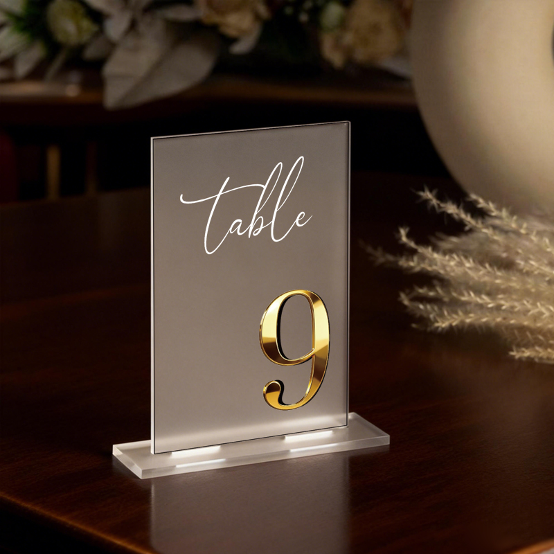 Table Number Gold - Acryl-Tischnummern für Hochzeiten, Dekorative Mattierte Tischnummern