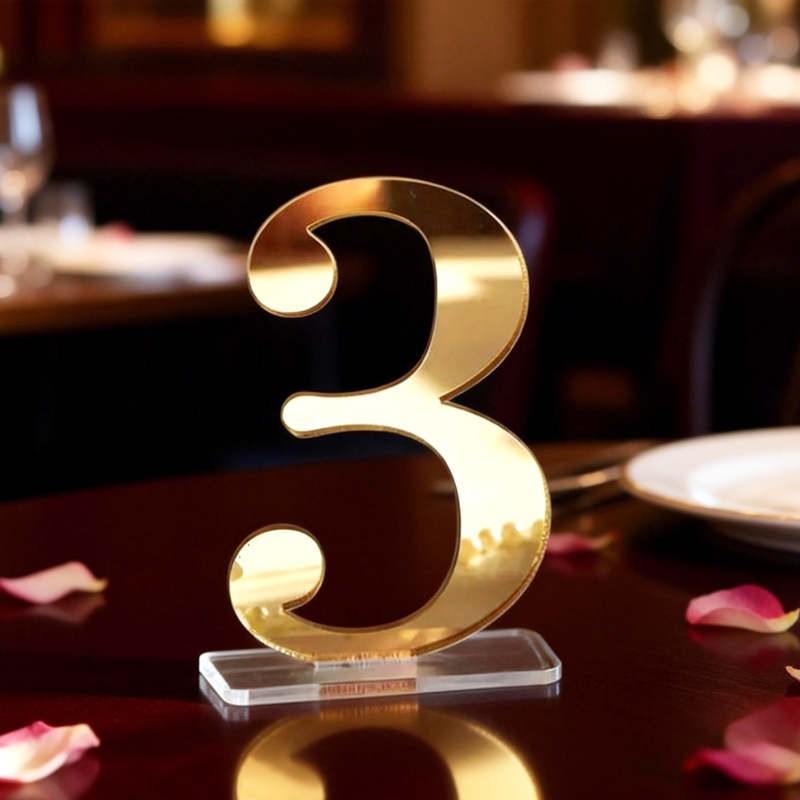 Table Number Gold - Nummern für Hochzeitstische mit Halter, Personalisierte