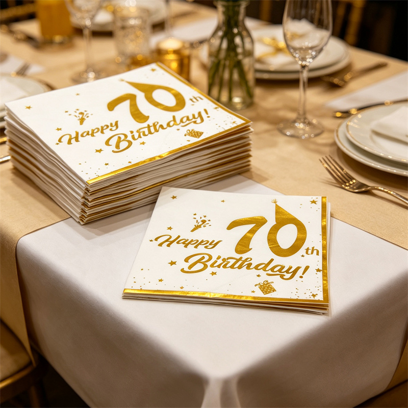 Table Number Gold - 10 Stück goldene Servietten zum 70.