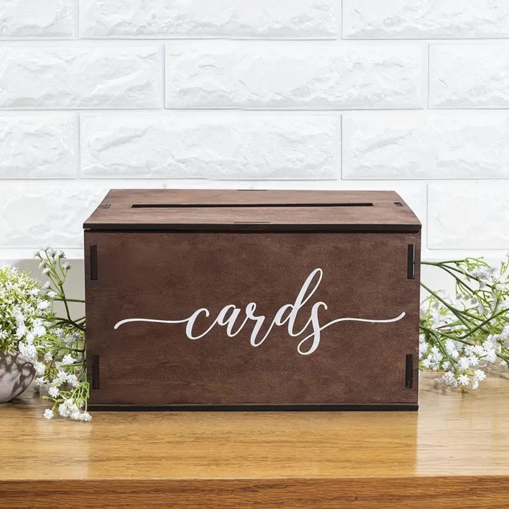 Wedding Card Box - Neue Holz-Hochzeitskarten-Box mit Deckel Dekorative Geschenkkarten-Aufbewahrungsbox
