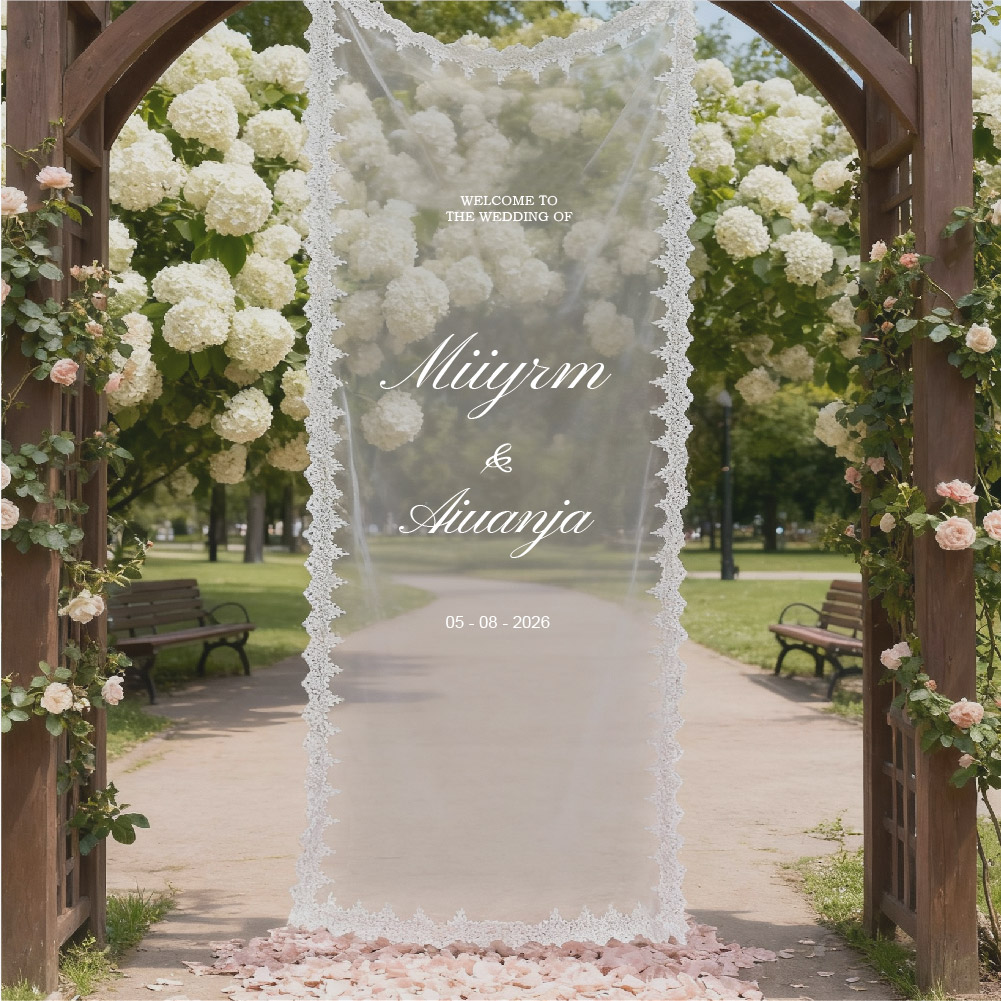 Table Number Gold - Maßgefertigte romantische halbtransparente Banner, moderne Outdoor-Hochzeitsbanner